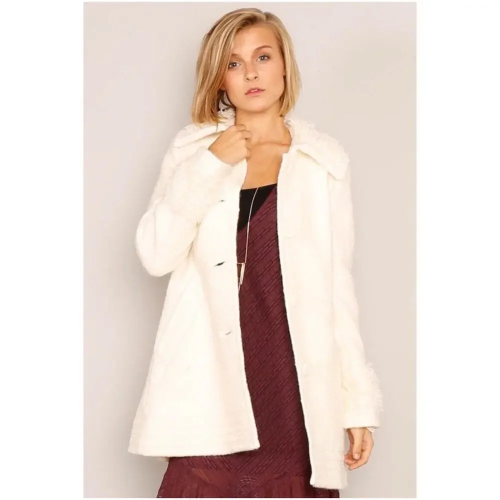 Free People Faux Fur Wooley Pea Coat